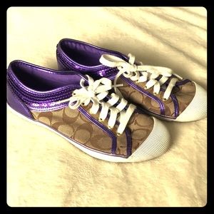 Coach sneakers with purple sequin trim size 7.5